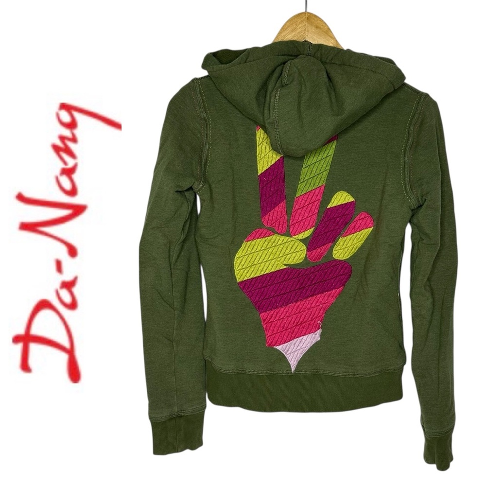 DaNang Green peace Surplus Embroidered Military Zip Up Army Hoodie xs